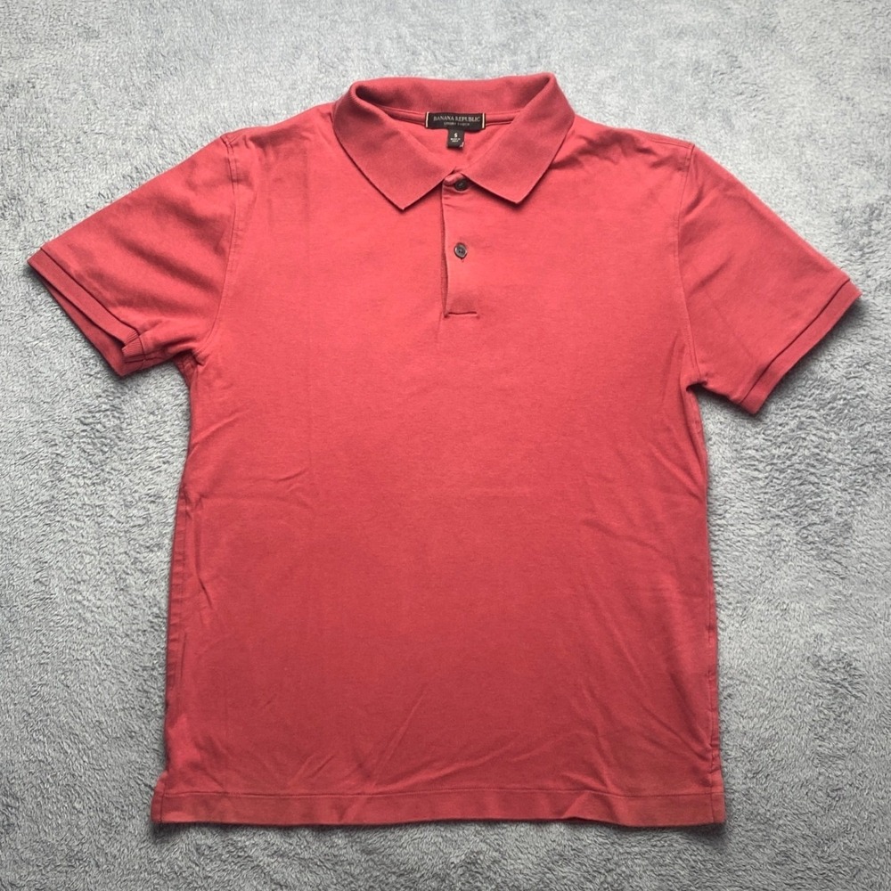 Banana Republic Polo Shirt Mens Small Luxury Touch Comfy Red Short Sleeve Cotton
